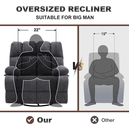 Eiayeebil Oversized Swivel Rocker Recliner Chair Set of 2 for Adult, Rock Recliner for Big Man, Extra Wide Manual Recliners, Overstuffed Soft Rocking Sofa Chair,Light Grey
