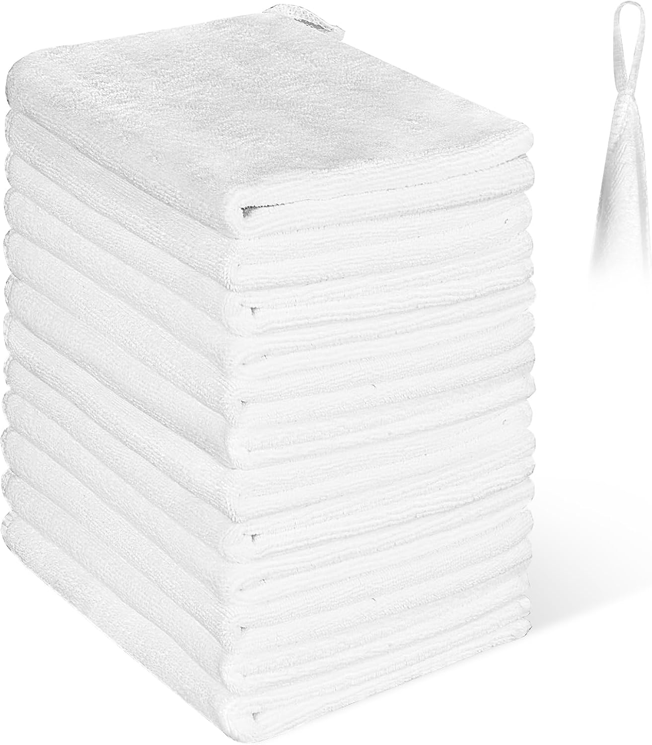 12 Pack 12x12 Inch Microfiber Wash Cloth, Highly Absorbent and Soft Feel Fingertip Towels, Machine Washable Washcloths