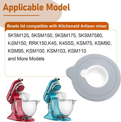 Mixers Bowl Covers Compatible with Kitchenaid Artisan & Classic Series, Kitchen Mixer Splash Guard for 5 QT Glass or