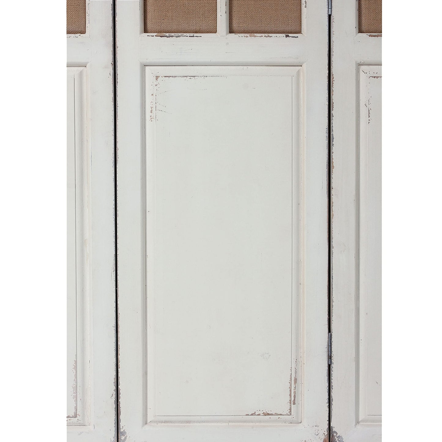 Solid Wooden 3 Panel Room Dividers and Folding Privacy Screens, Handcrafted Rustic 6Ft Tall Room Divider Wall, Wood&Linen Unique Freestanding Room Partition White, Privacy Panel for Bedroom Outdoor