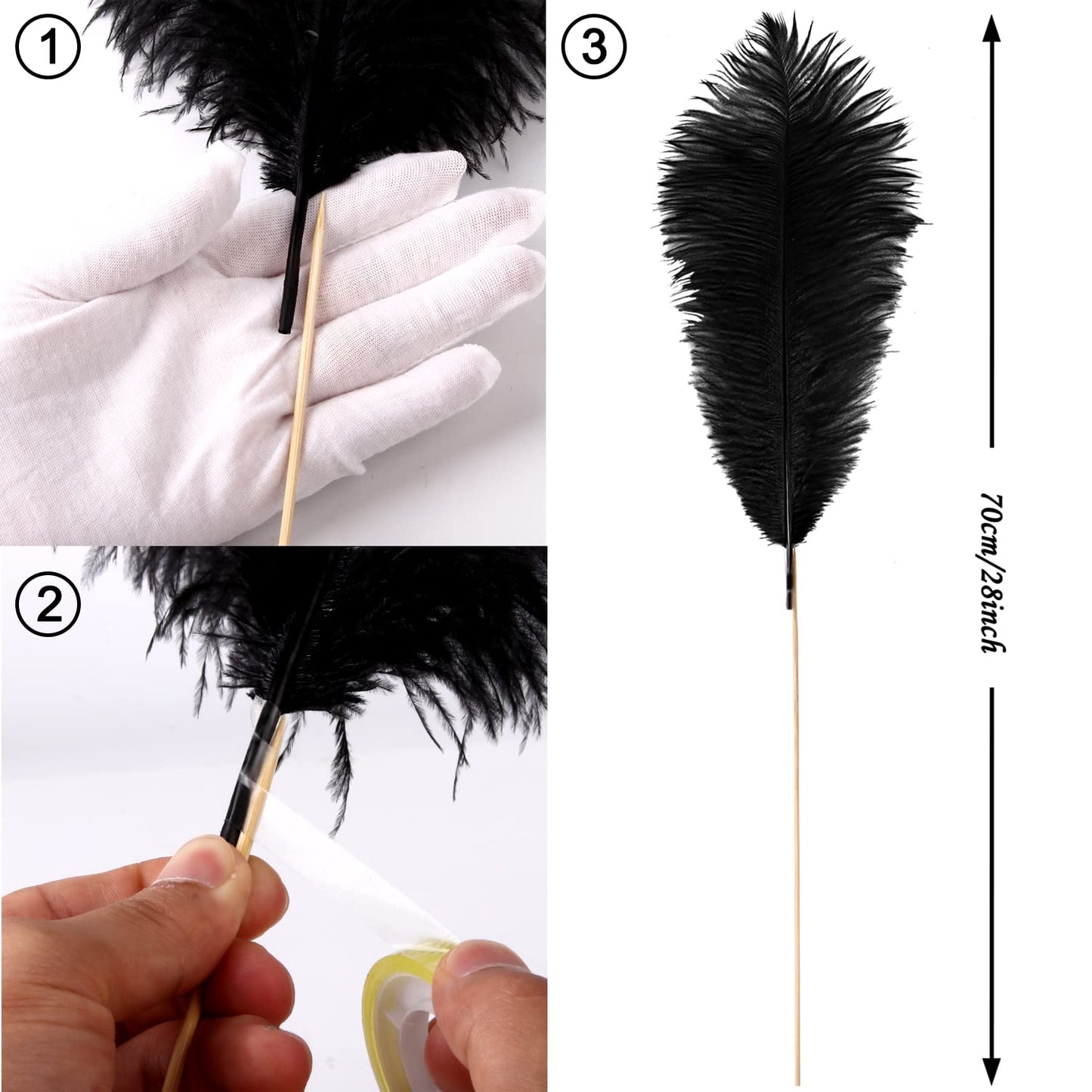 VIJIV Natural White Large Ostrich Feathers Bulk 10 Pieces - Making Kit 28 Inch Long Feathers for Crafts Flowers Vase Home Decorations Wedding Party Centerpiece Floral Arrangement