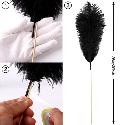 VIJIV Natural White Large Ostrich Feathers Bulk 10 Pieces - Making Kit 28 Inch Long Feathers for Crafts Flowers Vase Home Decorations Wedding Party Centerpiece Floral Arrangement