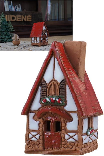 Ceramic Houses Collection - Miniature Fantasy House - Room Decoration - Cone Incense Holder R504WR