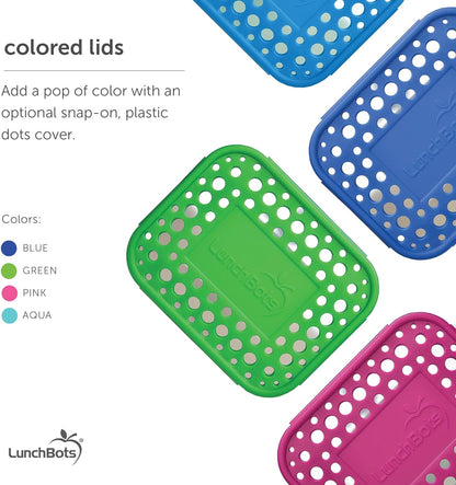 LunchBots Medium Uno Stainless Steel Sandwich Container - Eco-Friendly, Dishwasher Safe, Blue Dots for Wraps or Salads
