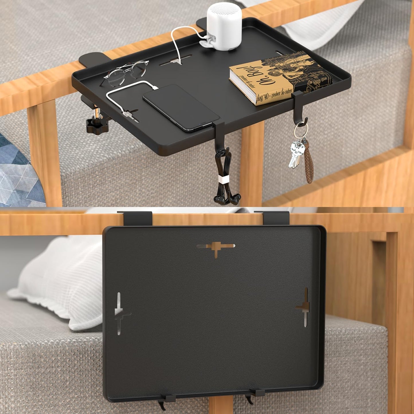 GIUWESOY Bedside Shelf, Bedside Shelf for Dorm Bunk Bed, Clip On Nightstand Foldable, College Dorm Room Essential