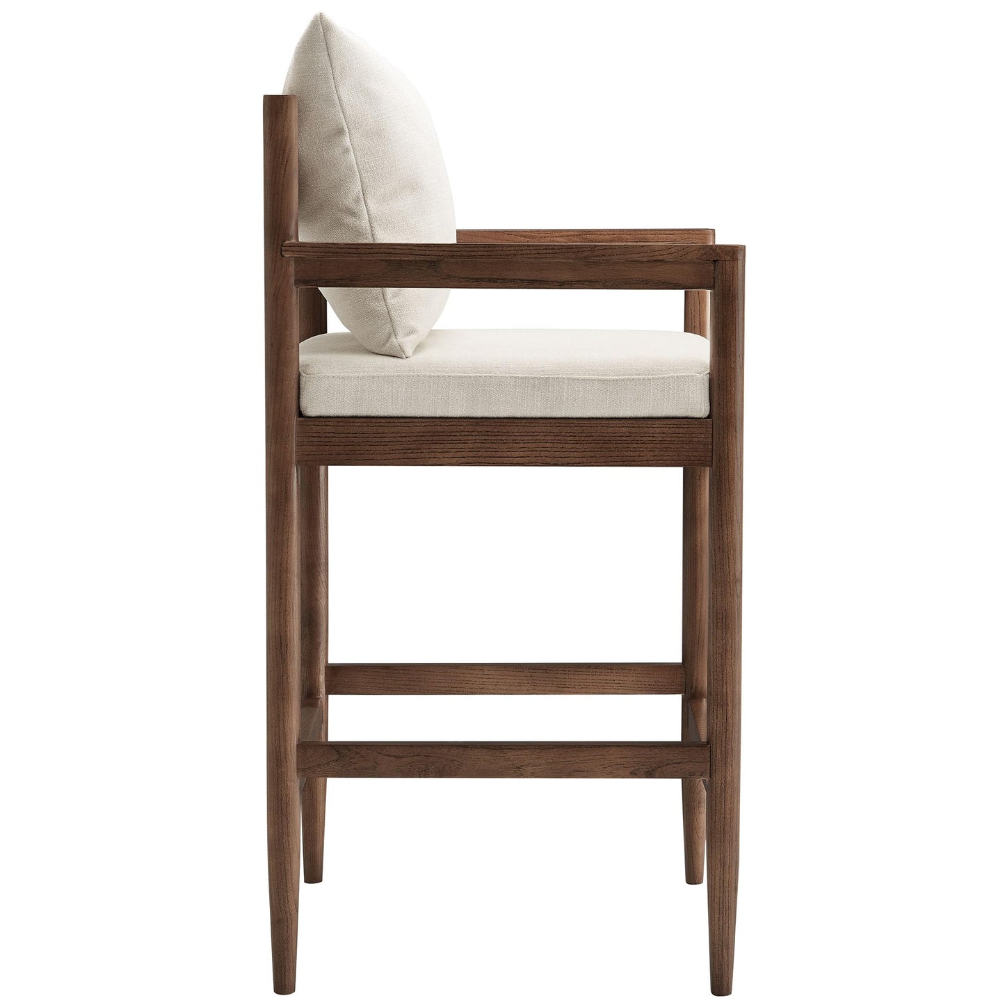 Modway Remington 29 Inch Barstool in Salt – Modern Upholstered Bar Height Stool with Back and Armrests – Wood Bar Chair with Cushion