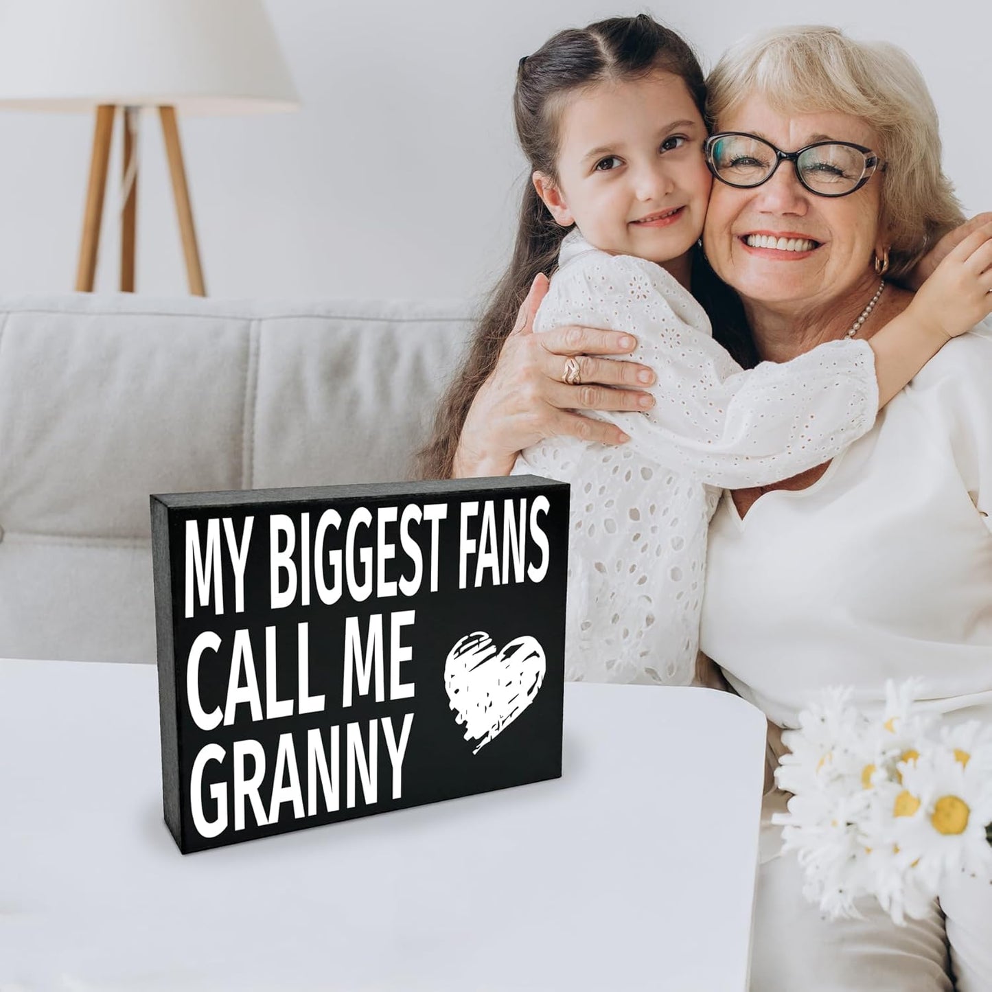 My Biggest Fans Call Me Granny Wooden Sign, Sentimental Wall and Shelf Decor for Grandmothers, Made in USA