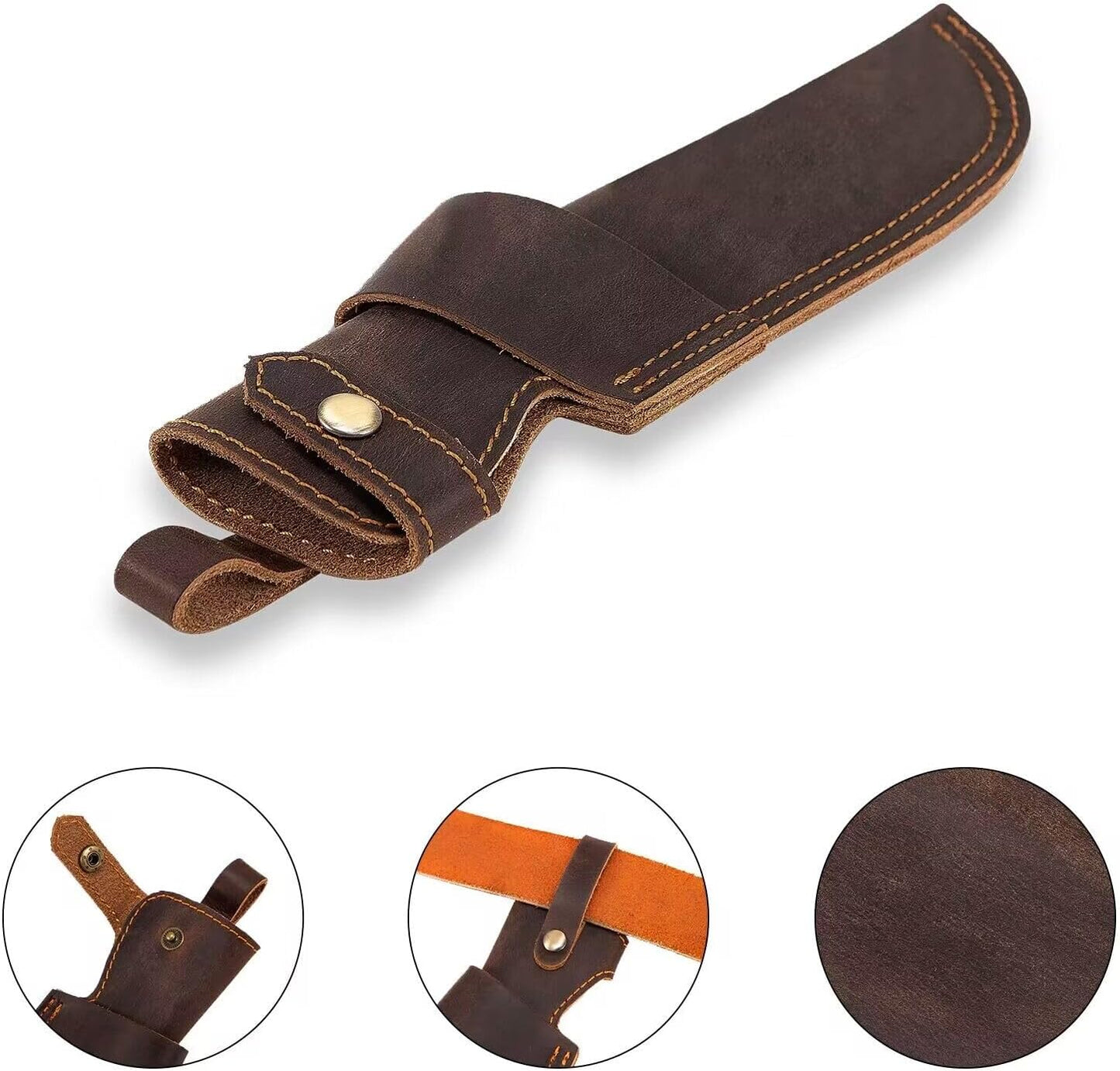 Leather Knife Sheath for Belt, Chef Knife Guard, EDC Belt Organizer for 5 inch Blade Knife