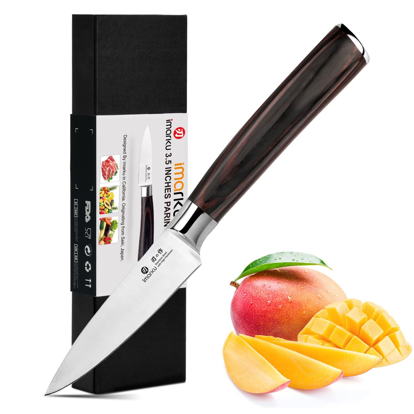 imarku Paring Knife - Paring Knives, 3.5 Inch Small Kitchen Knifes - Japanese High Carbon Stainless Steel Fruit Knife, Ergonomic Pakkawood Handle, Ultra Sharp Blade, Unique Gifts for Men and Women