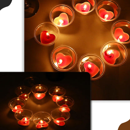 Heart Shaped Tealight Candles 50 Packs,25 * 2 Layers Romantic Love Unscented mokeless for Dinner Home Wedding (Yellow)