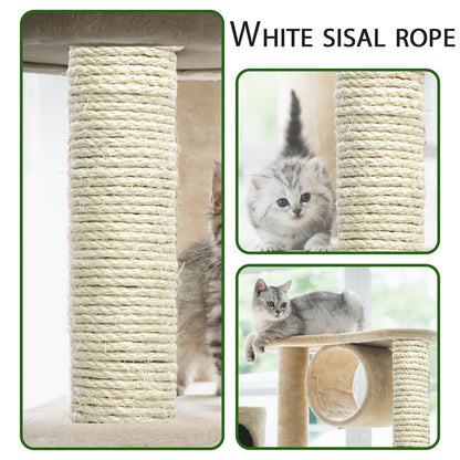 Natural Sisal Rope 1/4 Inch 32-Feet for Cat Tree Tower Repair and Replace Scratching Post, DIY Hemp Twine Rope for Cat Scratching Furniture Window Perch and Crafts Gardening Home Decorating