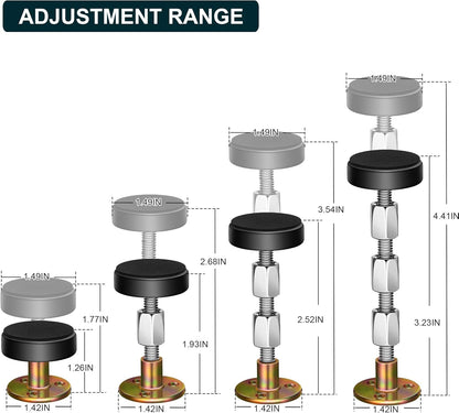 Krisler Adjustable Headboard Stoppers for Wall, Anti-Shake Tool for Bed Frame, Easy Install, 30-90mm (2PCs)
