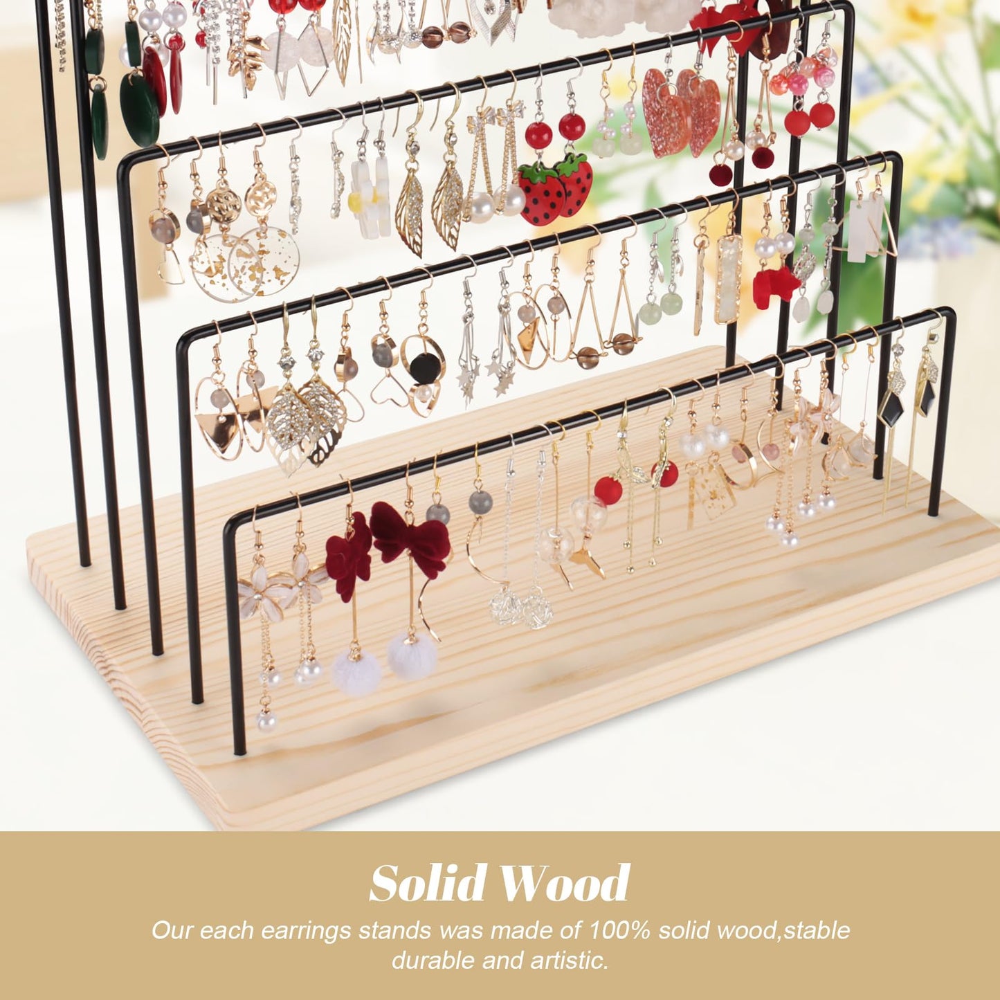 shidaishiye Earring Display Stand for Selling, Earring Rack Display Holder with 40 Earring Cards, 5 Tiers Jewelry Display for Vendors