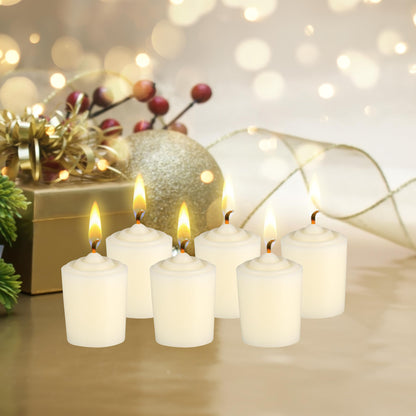 Mega Candles 12 pcs Unscented Ivory Votive Candles, Hand Poured Wax Candle 15 Hours 1.5 Inch x 2.25 Inch, Home Décor, Wedding Receptions, Centerpieces, Occasions, Events, Festivities, Meditations
