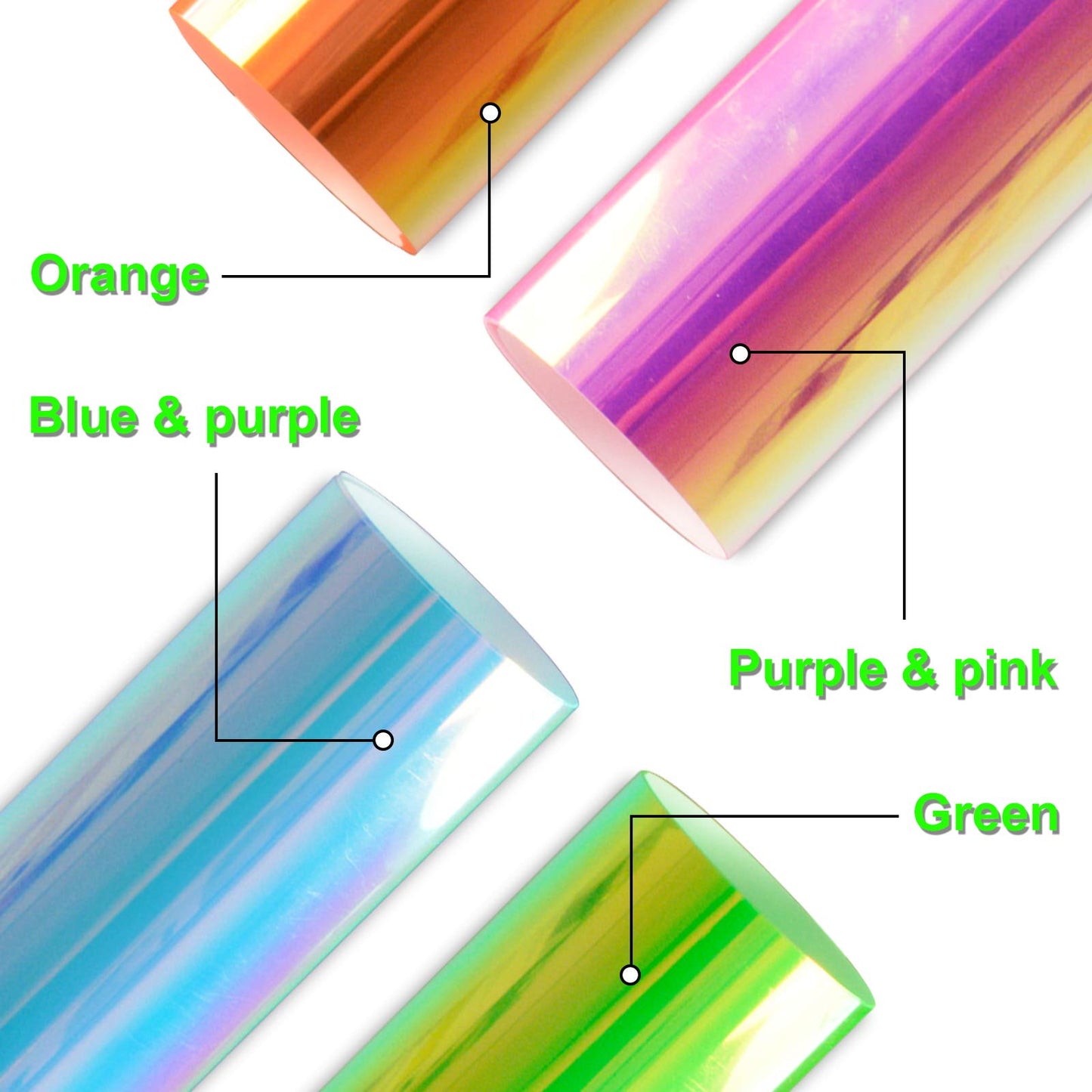 Holographic Glow in The Dark Heat Transfer Iron on Vinyl - 4 Pack 12" x 10" Luminous Chameleon HTV Vinyl Bundle Sheets for T-Shirts (4 Colors)