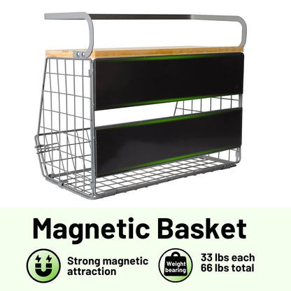 Ofiray-home Magnetic Shelf for Fridge with Wood Lid, Fruit Potato and Onion Storage Bins, Pantry Organizers & Storage, Large Container Magnetic Spice Rack for Refrigerator, Kitchen Counter, Cabinet