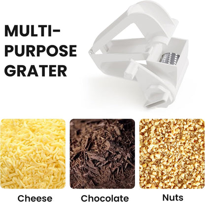 NEZUIBAN Cheese Grater with Handle, Rotary Cheese Grater,Vegetable, Chocolate, Hard Cheese & Nut Grater,White