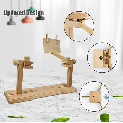 Embroidery Hoop Stand - Size Adjustable Cross Stitch Table Stand, Rotated Wooden Needlepoint Hoop Holder Stand for Sewing Craft Supplies