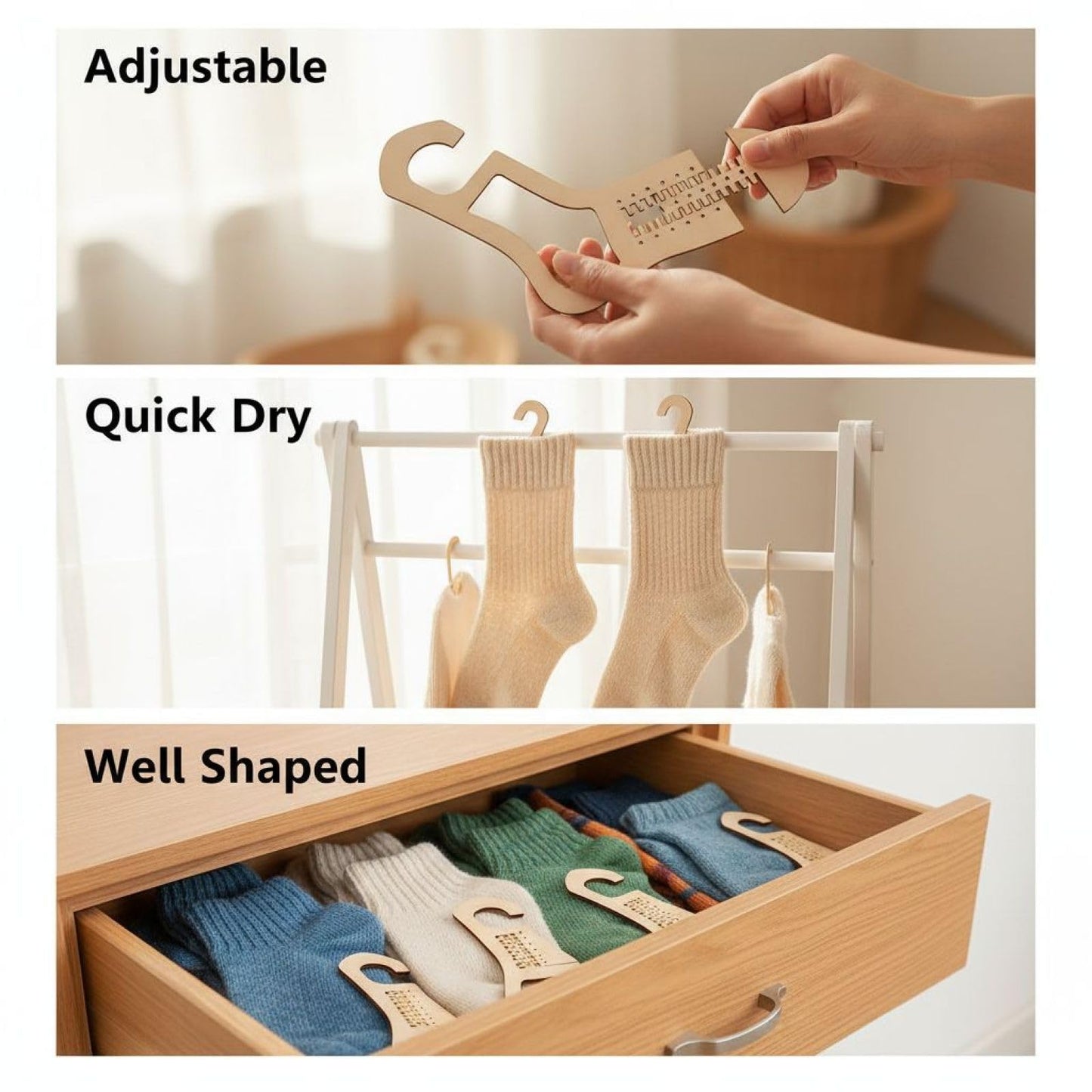 byepica 4pcs Sock blockers for Knitting, Adjustable Sock Stretcher, Wooden Stretcher Blocker for Knitting Sock Sizing Ruler Tool with Aesthetic Shape Design