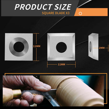 NNBWKIXI 12PCS Carbide Lathe Tools Carbide Inserts for Wood Lathe Turning Tools,Include 11mm Square with Radius,12mm and 8.9mm Round,30x10mm Diamond with Sharp Point with Screws