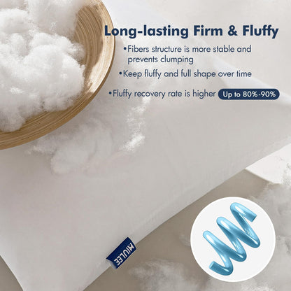 MIULEE Throw Pillow Inserts - Pack of 2, 16x24 Inch, 100% Virgin Fiber Filling for Bed & Couch