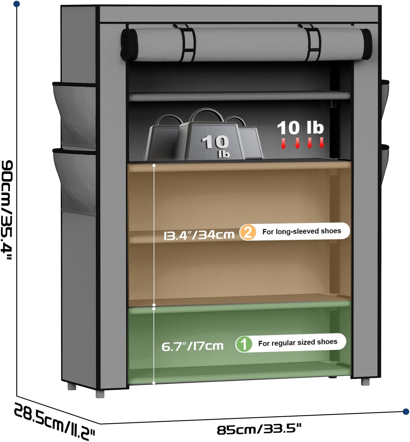 5 Closet, Mavivegue Shoe Rack with Cover, Tier Shoe Organizer for Entryway, Shoe Storage for Front Door Entrance