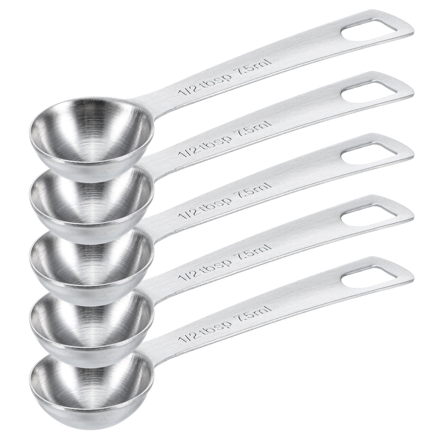 5 PCS Measuring Spoons Tablespoon Measuring Spoon 1/2 tbsp (1.5 tsp | 7.5 ml | 7.5 cc| 1/4 oz) Stainless Steel Measurings Spoons for Kitchen Cooking Spoon(Silver)