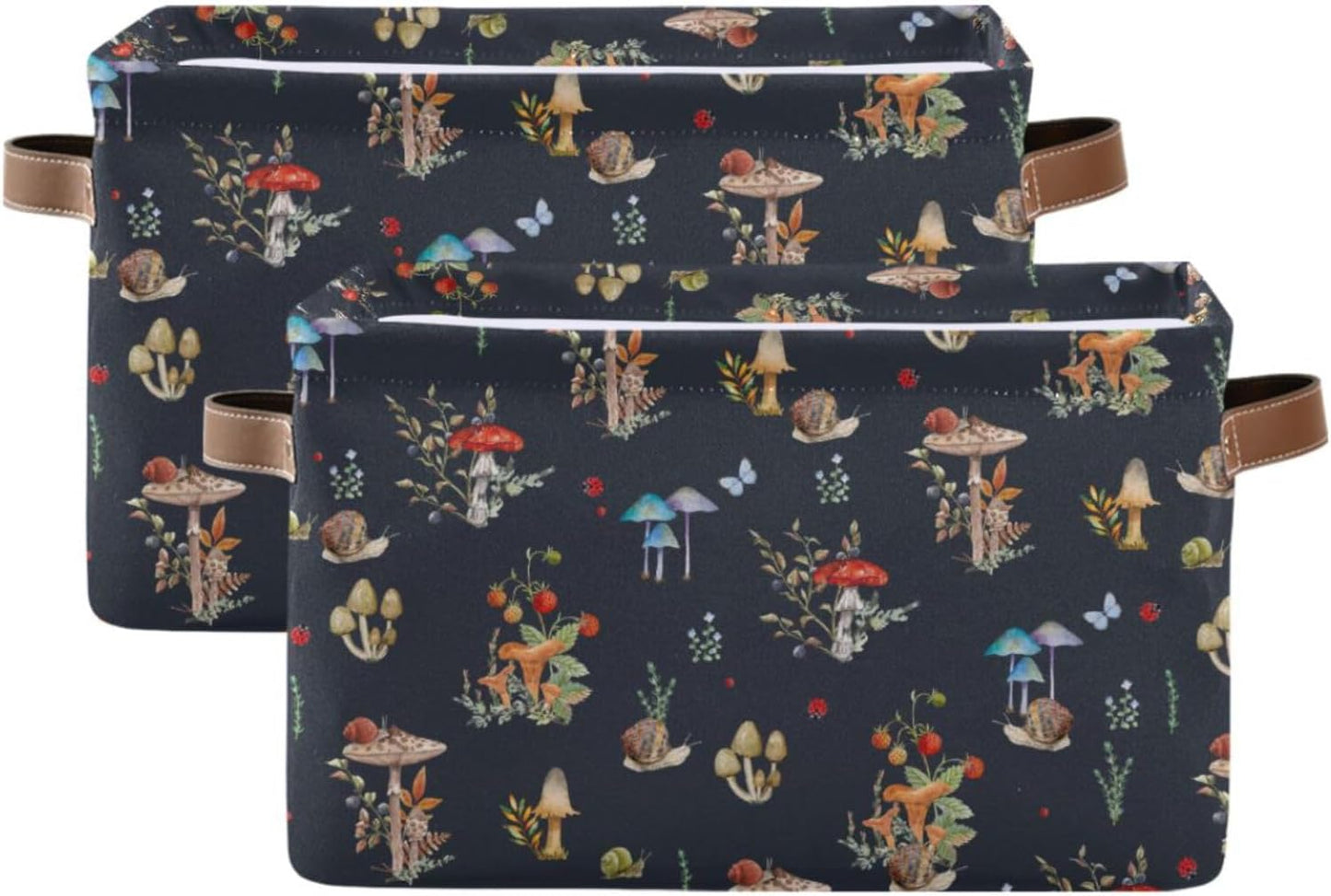 Storage Basket Bin, Mushroom Snail Organizer, Collapsible Shelf Basket with Handle for Nursery Bedroom Bathroom