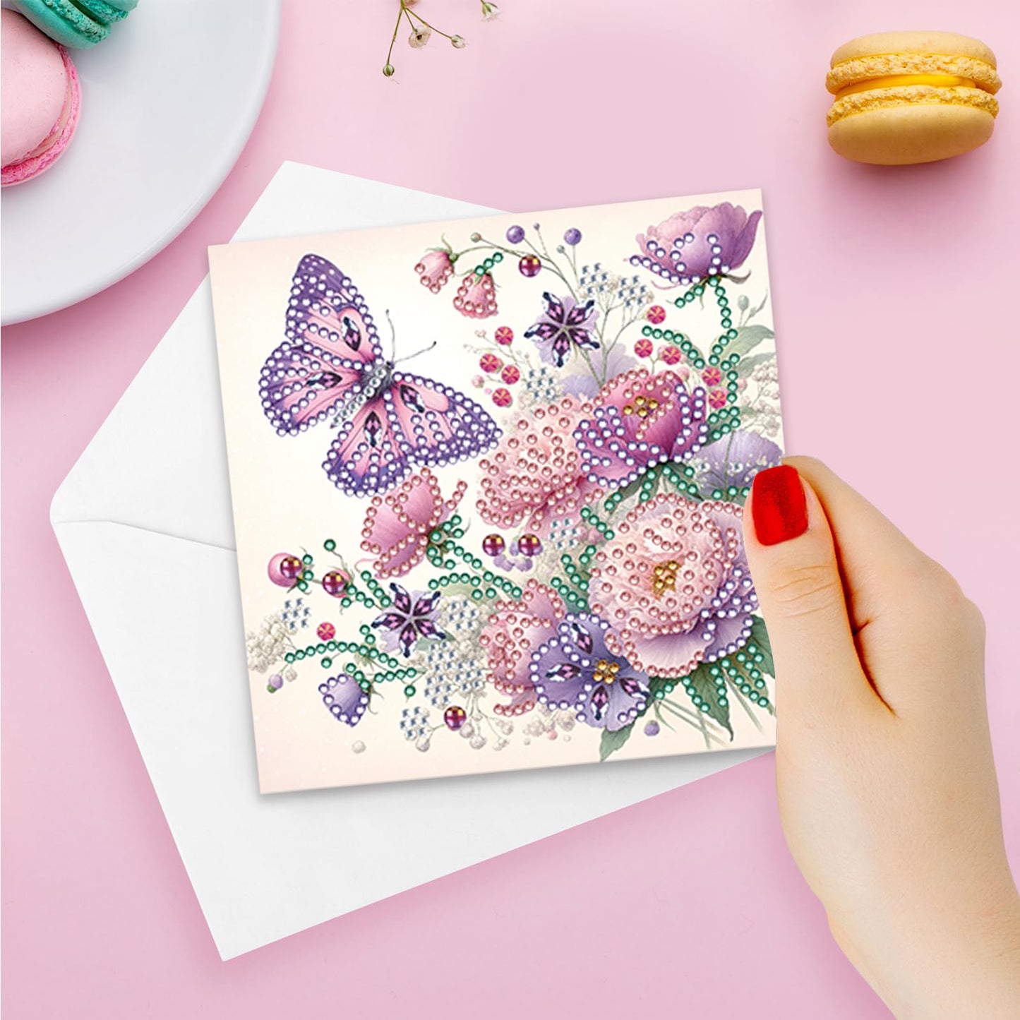 JBTM24 6 Packs Diamond Art Cards Kit, Diamond Painting Greeting Cards with Envelopes, DIY Card Making Kits for Adults, Gifts for Families, Friends, Partners (Butterfly)
