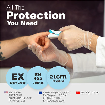 Raxwell Clear Vinyl Disposable Gloves, 100 Count - Latex & Powder Free, Food-Safe for Food Handling & Prep, Non-Sterile Cleaning, Hair Dye & More - Gloves Disposable Latex Free