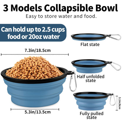 Collapsible Dog Bowls-2 Pack Large Size for Large/Medium Dogs, Pet Travel Water Bowl, Dogs Cat Portable Water Bowl, Dog Pet Feeding Watering Dish Outdoor Hiking Parking Traveling with 2 Carabiners