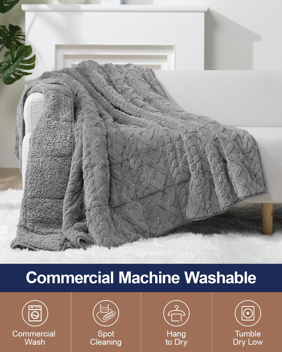 15 lbs (60"x 80", 15 Super Fuzzy Soft Sherpa Fleece Weighted Blanket, Dual Sided Fluffy Heavy Weighted Blankets