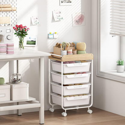 APEXCHASER Utility Cart with 4 Drawers,Rolling Storage Cart for Crafters Artists Kids Teacher Student Storage Arts Crafts & Sewing Study Supplies in Craft Room Dorm Classroom Kids Room-White
