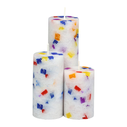 PROSPERRO LUMO by Parkash Candles Set of 3 Fragrance Pillar Candles Marble Finish (Christmas Snow - Mahagony)