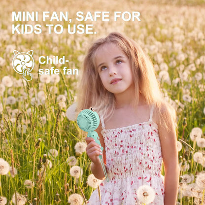 QearFun Handheld Fan, Portable Mini Hand Held Fan with USB Rechargeable Battery, 3 Speed Personal Desk Fan, 8-12 Hours