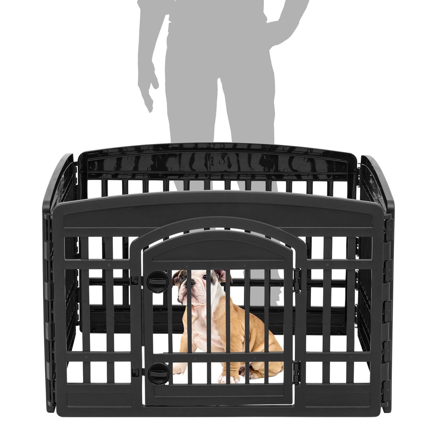 IRIS USA 24" 4-Panel Dog Playpen with Door, 35 x 35 x 24, Puppy Playpen, Dog Play Pen Indoors, Pet Fence, Puppies/Small Dogs, Black