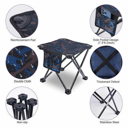 VOLIXOD Folding Portable Camping Stool for Adults, Lightweight Collapsible Stool for Outdoor Footrest Fishing Hiking Gardening and Beach with Carry Bag(400 LBS Capacity)