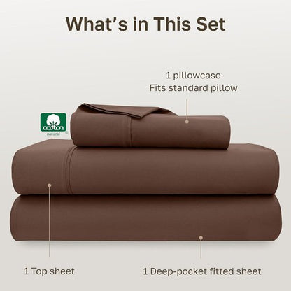 California Design Den Twin XL Bed Sheets Set - 100% Cotton, 400 Thread Count, Silky Smooth - Espresso Chocolate Brown