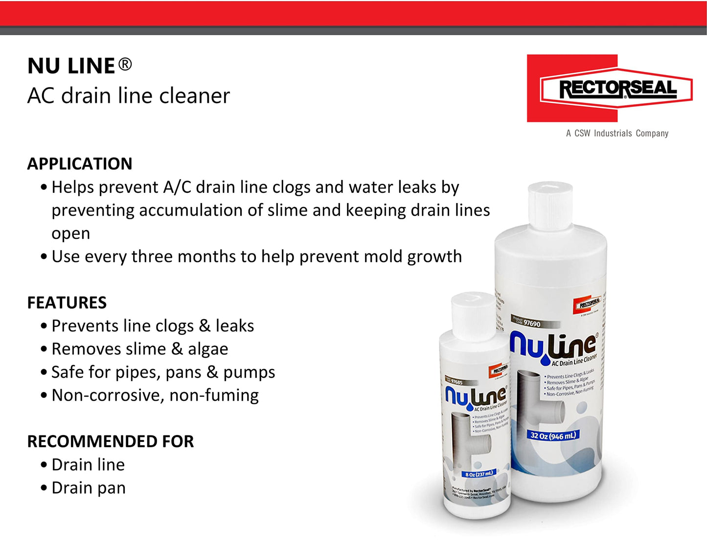 (4)-Pack NuLine HVAC Condensate Nu-Line Drain Cleaner, 8 Ounce