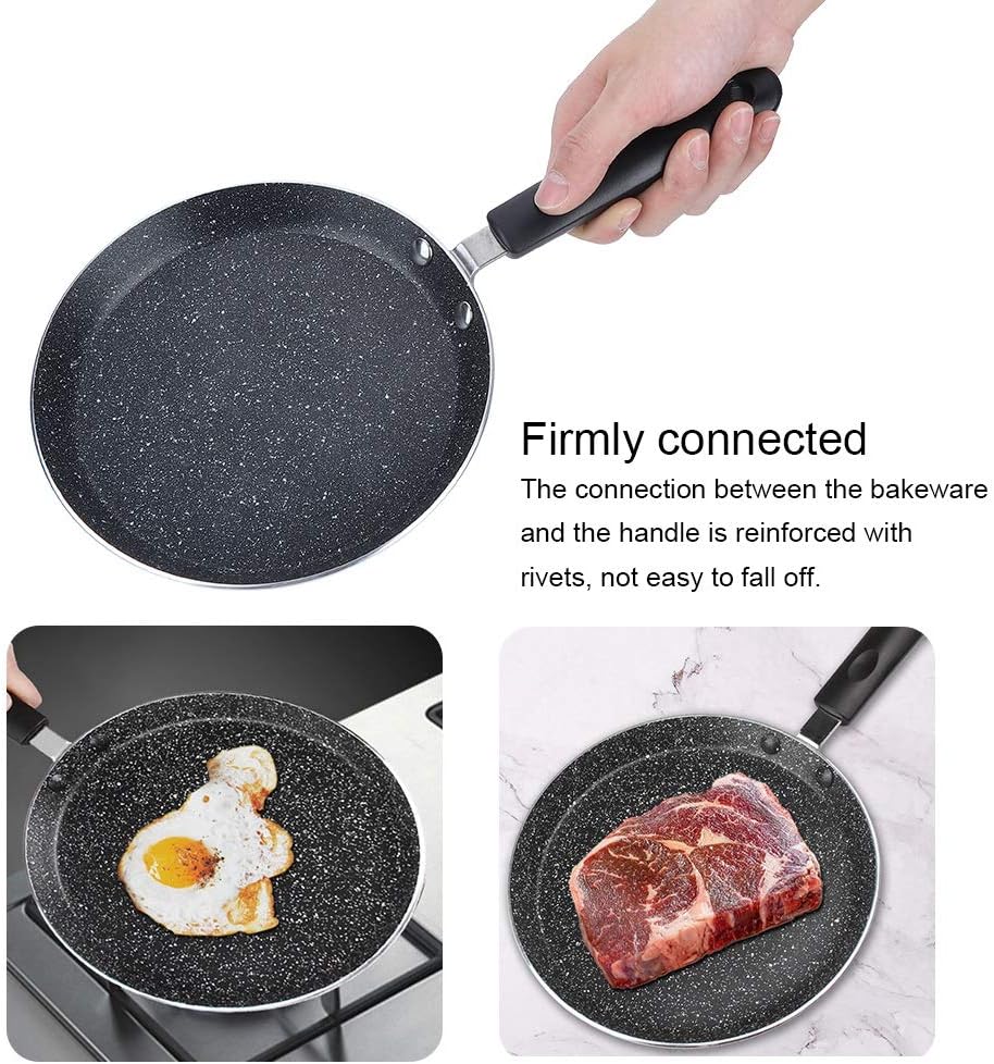 Frying Pan, Non Stick Aluminum Omelette Pan with Riveted Handle for Gas and Electric Cookers