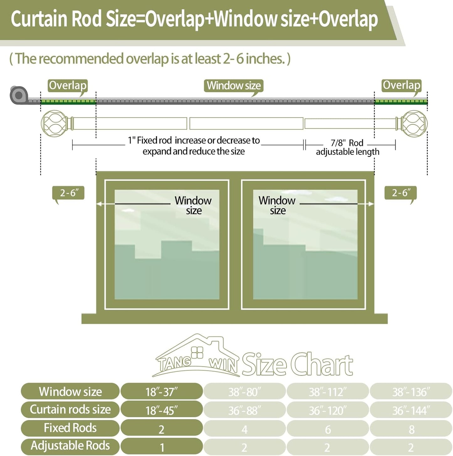 Wood Curtain Rods for Windows, 28 to 48 Inch Adjustable Heavy Duty Drapery Rods