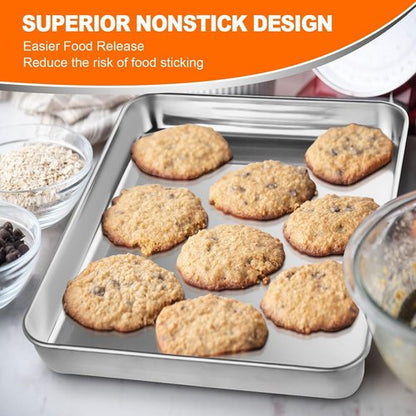 CEKEE Baking Sheet Set of 12 - Heavy-Duty Stainless Steel Cookie Sheets | 16 x 12 Inches, Warp Resistant