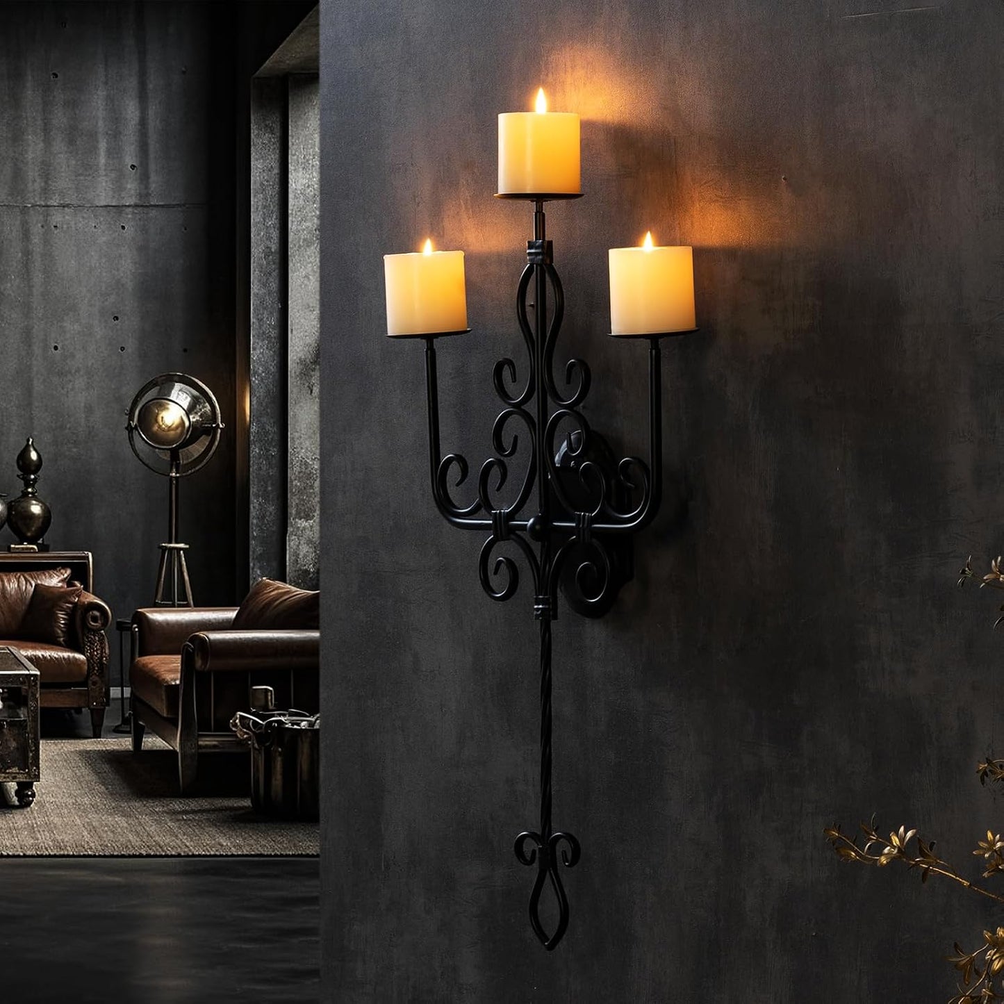 Holder3 RoomSet 1 Large Wall Sconce Candle Iron Candelabra,Gothic Victorian Metal Wall DecorOversized Wall Candle