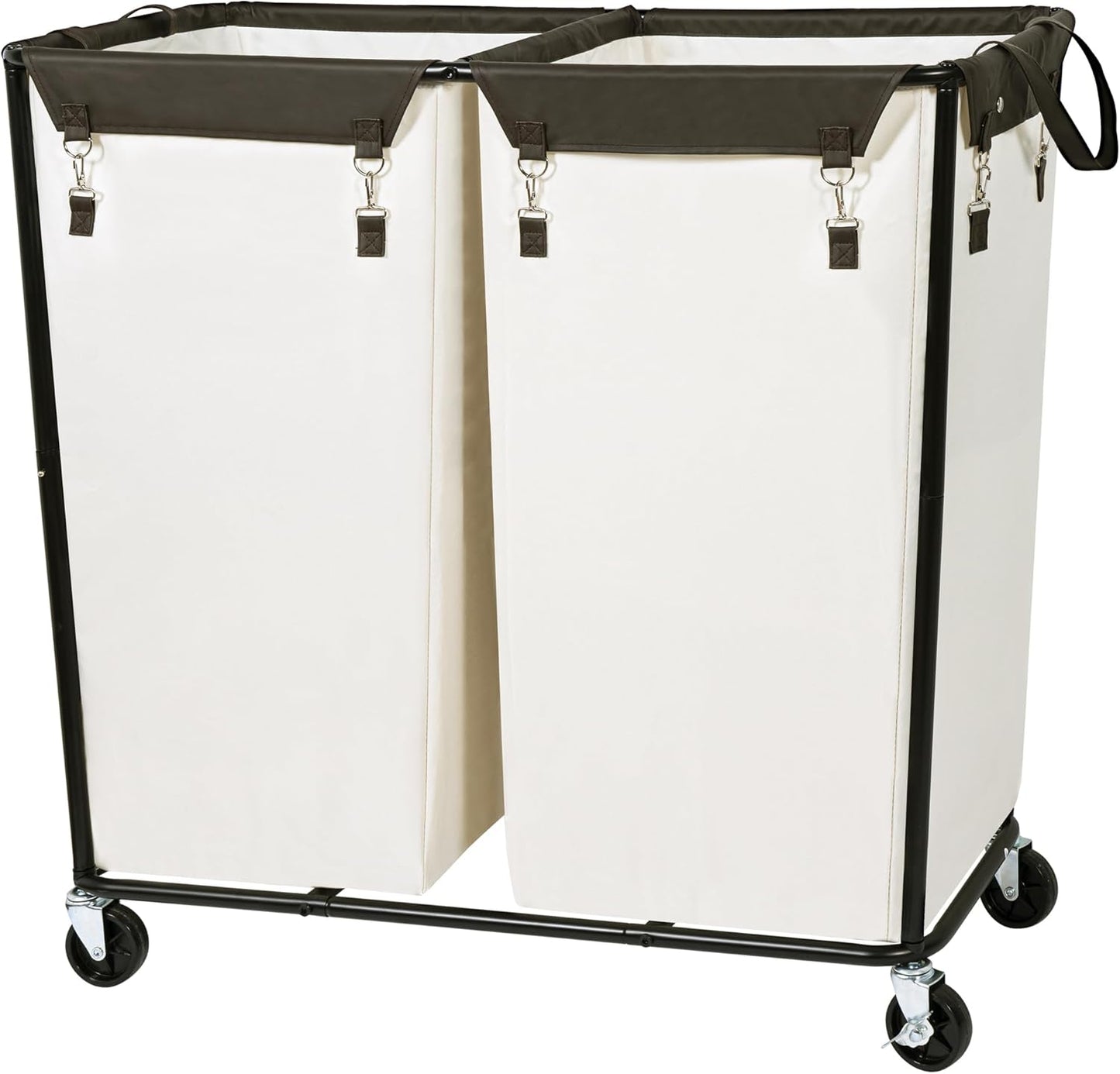 280L 2-Compartment Commercial STO STO Rolling Industrial Laundry Hamper with Wheels, Extra Large Laundry Sorter, Heavy