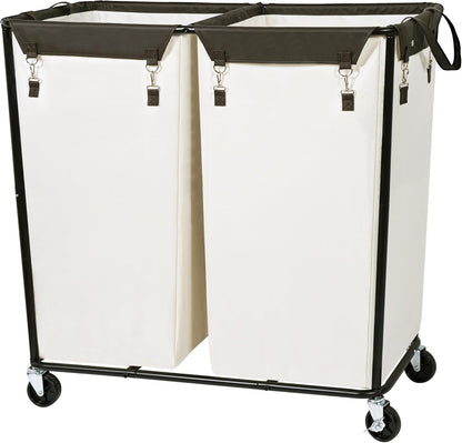 280L 2-Compartment Commercial STO STO Rolling Industrial Laundry Hamper with Wheels, Extra Large Laundry Sorter, Heavy