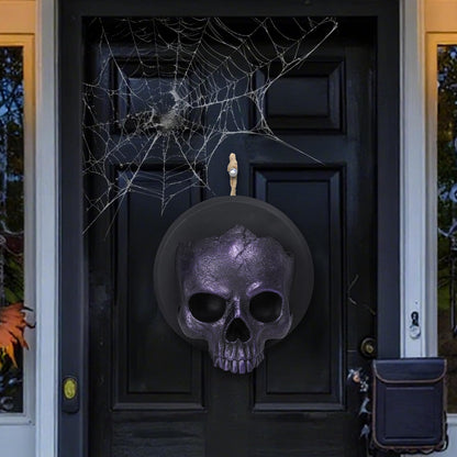 Ovewios Halloween Skull Decorations, Gothic Skeleton Head Hanging Wall Decor, Resin Creepy Skull Led Lights for Indoor Halloween Party Home Decorations