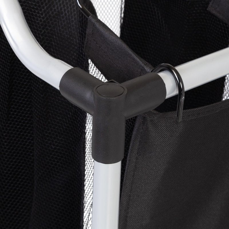 Honey-Can-Do Triple Laundry Sorter with Mesh 3 Bags, Steel/Black, 30.75" x 15" x 32.75"