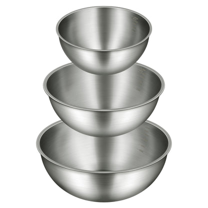 Gronivex Stainless Steel Mixing Bowls Set, Food Grade 304, Dishwasher Safe & Stackable for Baking, Tossing Salads, and Meal Prep for Your Kitchen (3 pack-1.45,2.22,3.38qt, no lid)