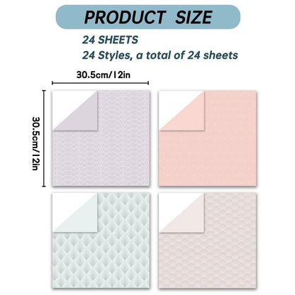 12"X12" Boho Scrapbook Paper, Double sided printing 13.76 oz/390 g, 24 Sheets DIY Origami Decorative Craft for Card Making Background Origami Decopage Decorative Scrapbooking Supplies (Boho1)