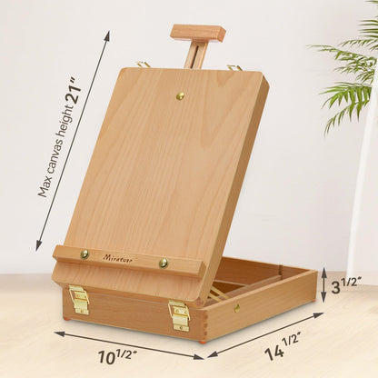 Tabletop Art Easel for Painting, Premium Wooden Sketchbox, Portable Desktop Painting Easel for Student Artist Beginner